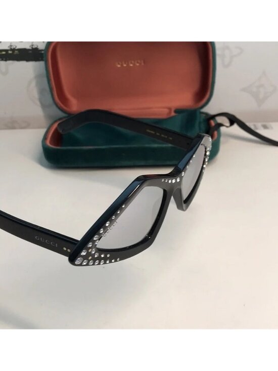 New Authentic Gucci Black Rhinestone Sunglasses. GG0496s 004 main image 8